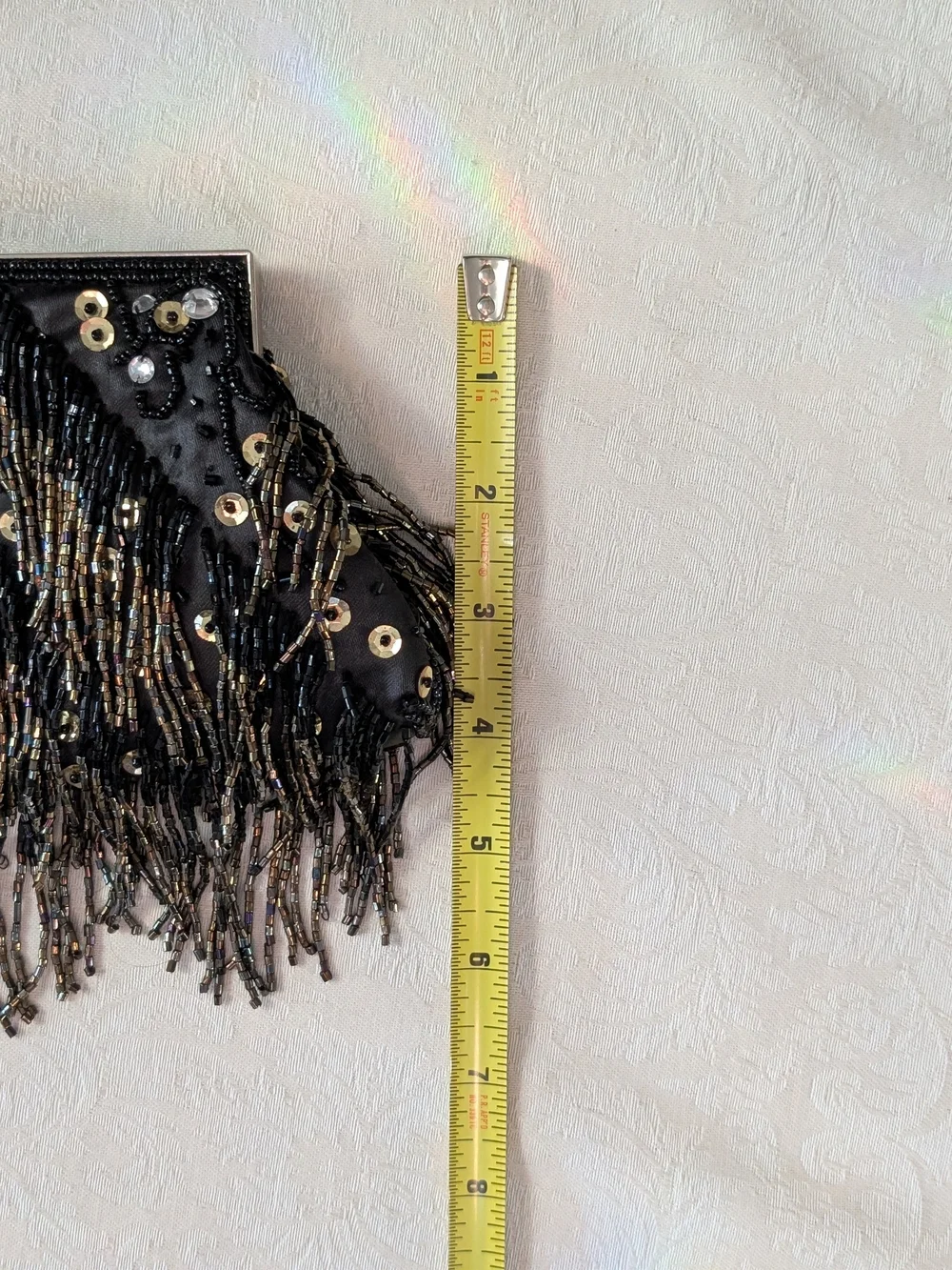 Elegant Black Beaded Fringe Clutch - Designer Style
